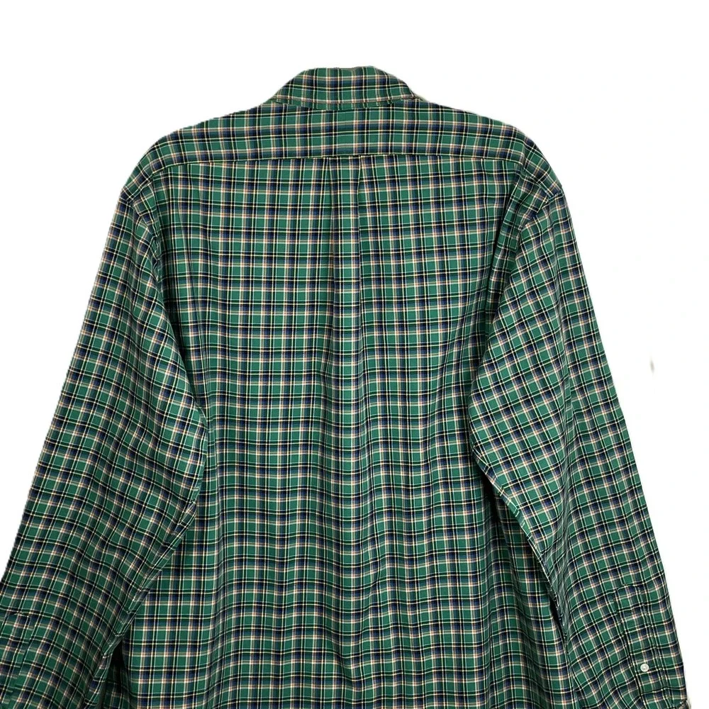 Polo Ralph Lauren Mens XL Custom Fit‎ Green Plaid Button Down Long Sleeve Shirt